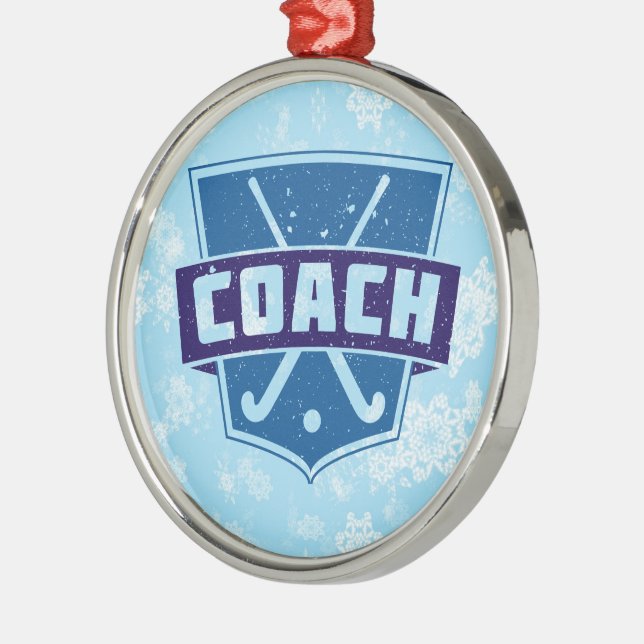 Fält Hockey Coach-Dekorationen jul Julgransprydnad Metall (Vänster)