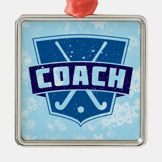 Fält Hockey Coach-Dekorationen jul Julgransprydnad Metall (Framsidan)