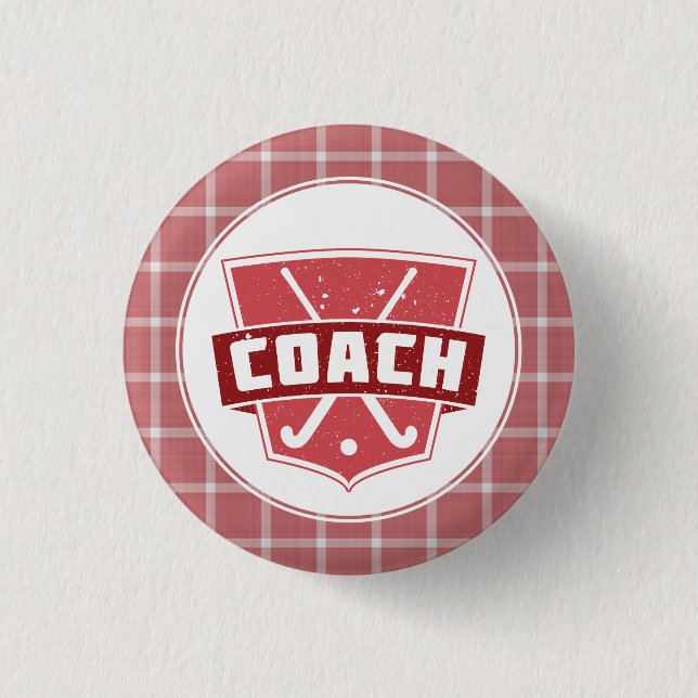 Fält Hockey Coach Pin Badge Knapp (Framsida)