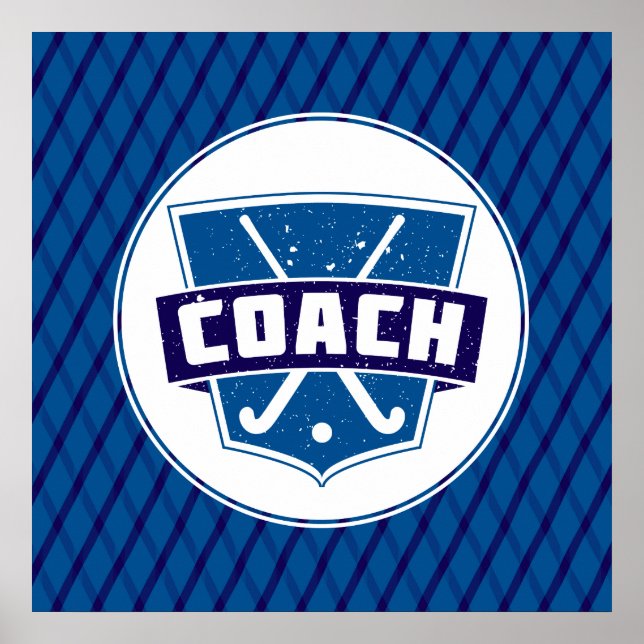 Fält Hockey Coach Shield Poster Skriv ut (Framsidan)