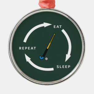 Fält Hockey Eat Sover Repeat Sportfantast Say Julgransprydnad Metall