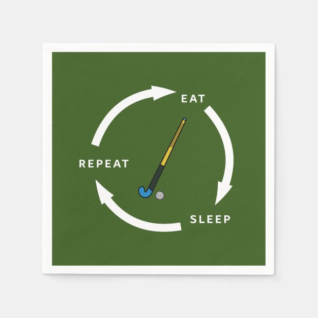Fält Hockey Eat Sover Repeat Sportfantast Say Pappersservett (Framsidan)