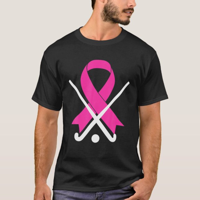 Fält Hockey for Girls Breast Cancer Awareness Pin T Shirt (Framsida)