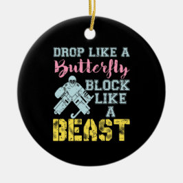 Fält Hockey Goalie Block som en Beast Julgransprydnad Keramik
