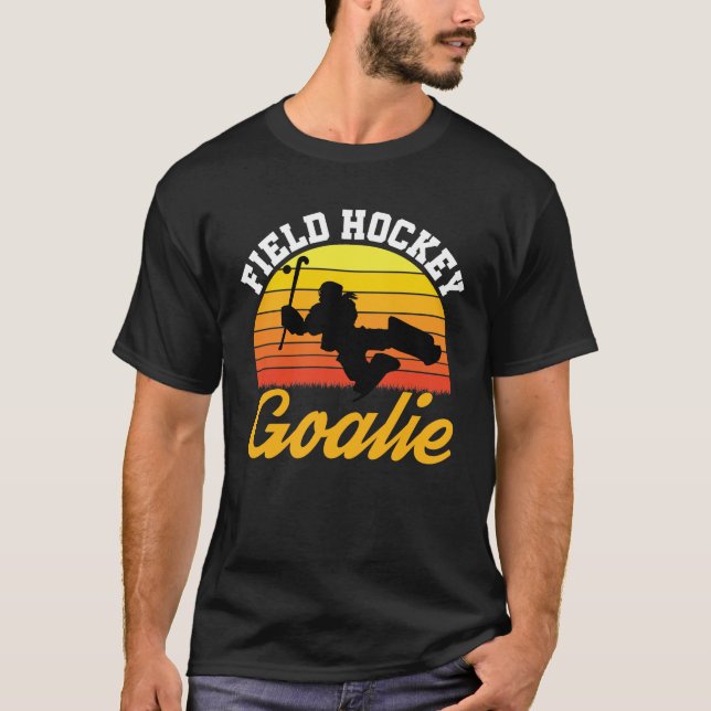 Fält Hockey Goalie Goalkeeper Retro T Shirt (Framsida)