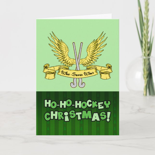 Fält Hockey Goalie-julkort Helgkort (Framsida)