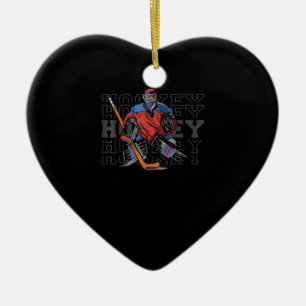 Fält Hockey Goalie med Slogan - ishockey Julgransprydnad Keramik