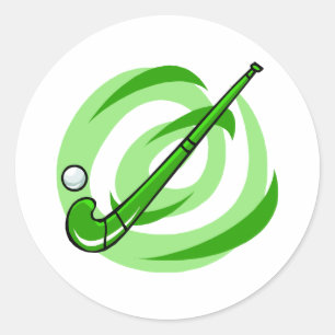 Fält Hockey grönt logotyp Runt Klistermärke