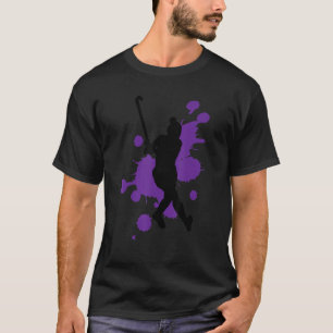 Fält hockey hockey-spelare färg stänk-design t shirt