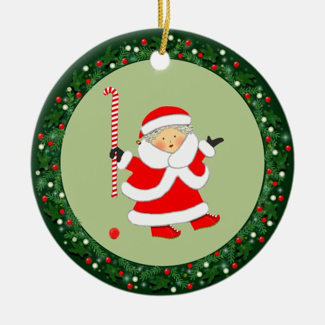 Fält Hockey, julklapp 2023 Julgransprydnad Keramik (Framsidan)