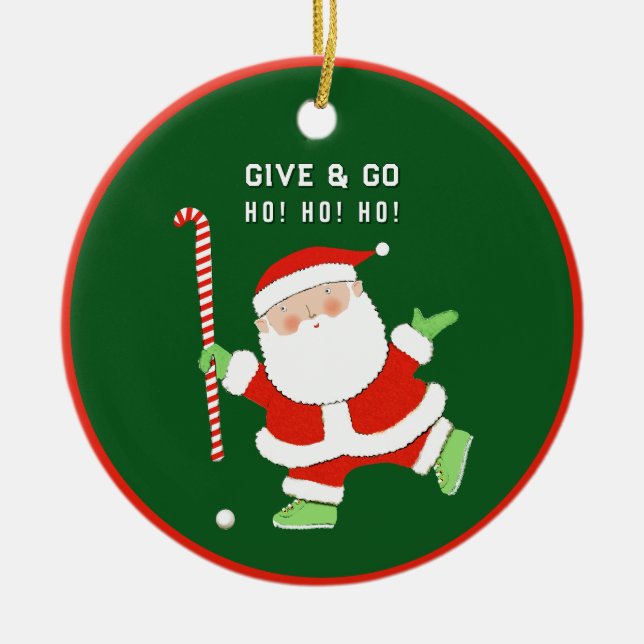 Fält Hockey-jultomten Julgransprydnad Keramik (Framsidan)