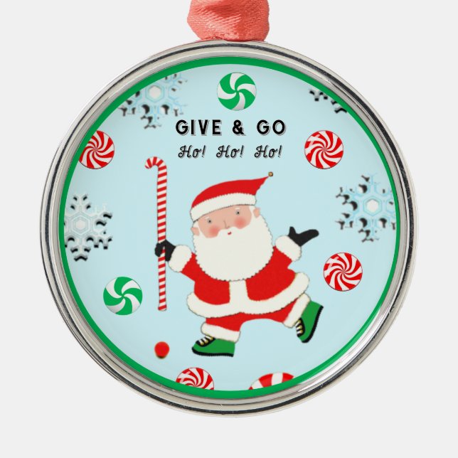 Fält Hockey-jultomten Julgransprydnad Metall (Framsidan)