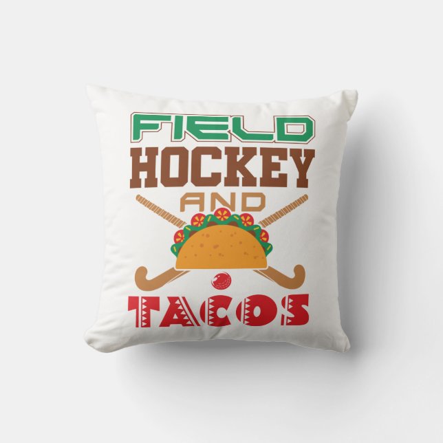 Fält Hockey och Tacos T-Shirt Kudde (Framsida)