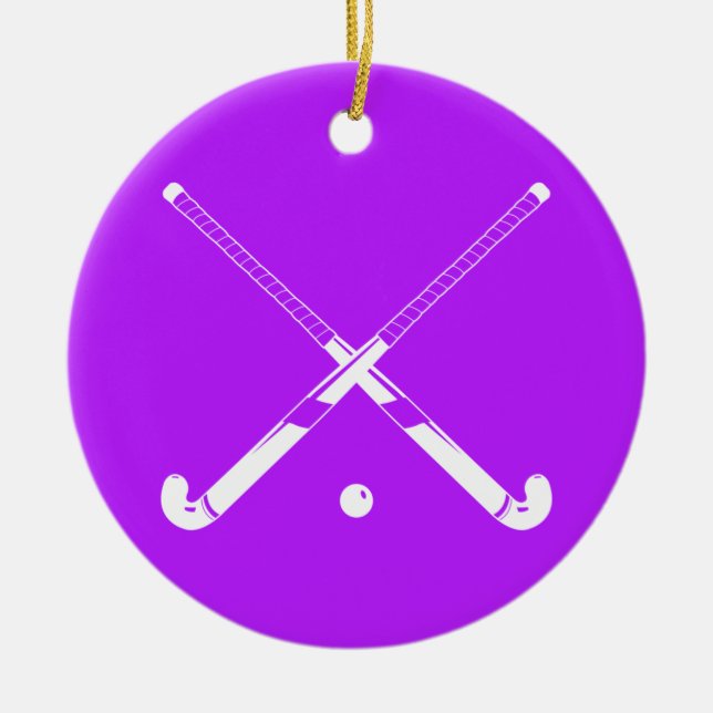 Fält Hockey Ornament w/Namn Lila (Framsidan)