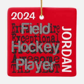 Fält Hockey Player Extraordinaire ANPASSNINGSBAR Julgransprydnad Keramik