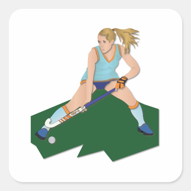 Fält Hockey Player Fyrkantigt Klistermärke (Framsida)