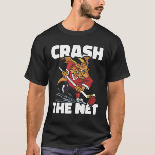 Fält Hockey Player krockar med Net Ice Hockey Team T Shirt