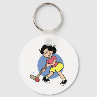 Fält Hockey Player Nyckelring
