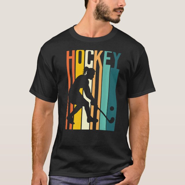 Fält Hockey Retro Vintage Hockey T Shirt (Framsida)