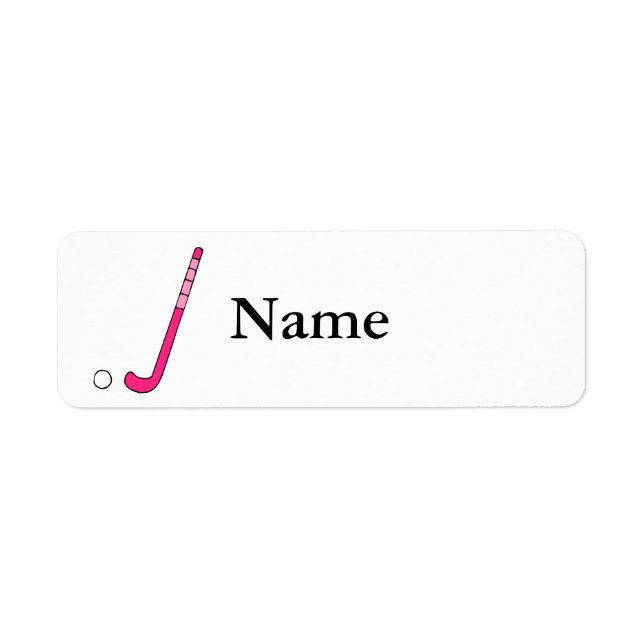 Fält Hockey rosa stick Returadress Etikett (Framsidan)