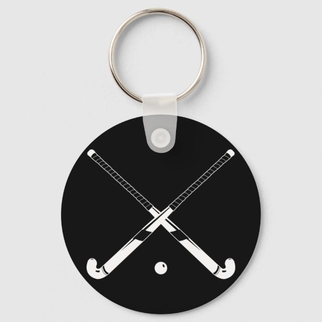 Fält Hockey Silhouette Keychain Black Nyckelring (Framsida)