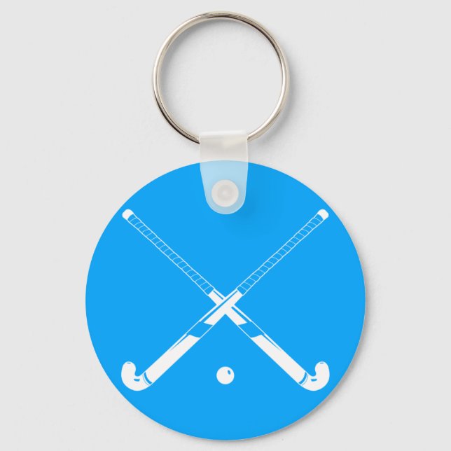 Fält Hockey Silhouette Keychain Blue Nyckelring (Framsida)