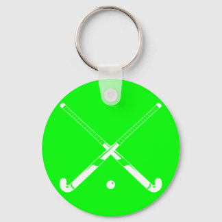 Fält Hockey Silhouette Keychain Grönt Nyckelring