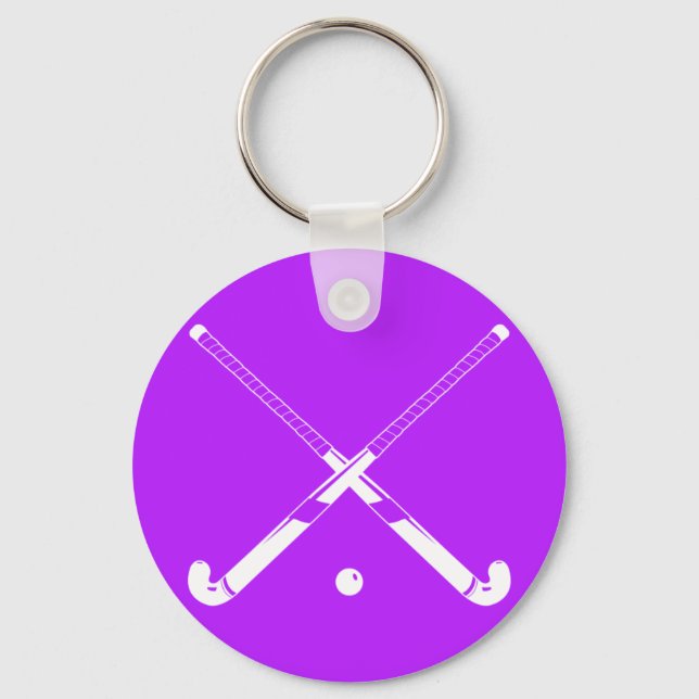 Fält Hockey Silhouette Keychain Lila Nyckelring (Framsida)