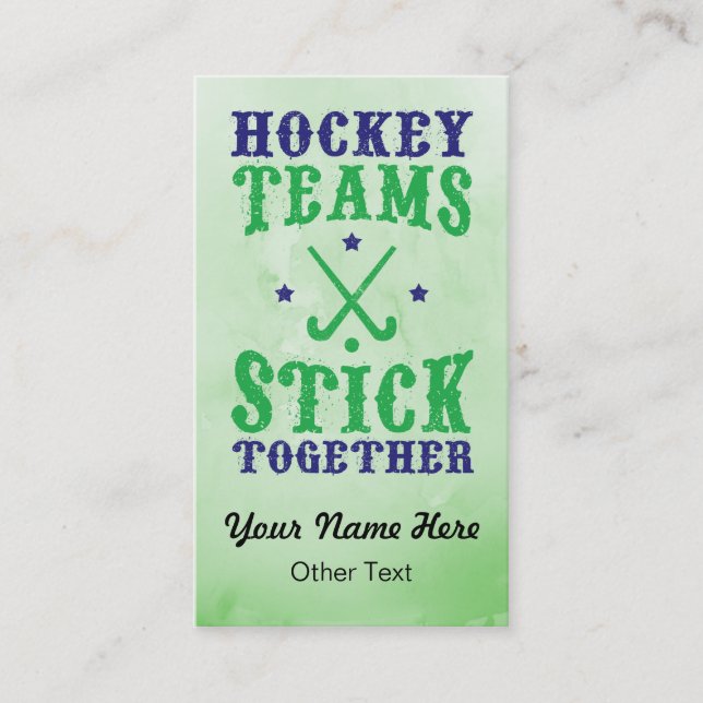Fält Hockey Teams håller ihop Affärskorten. Visitkort (Framsida)