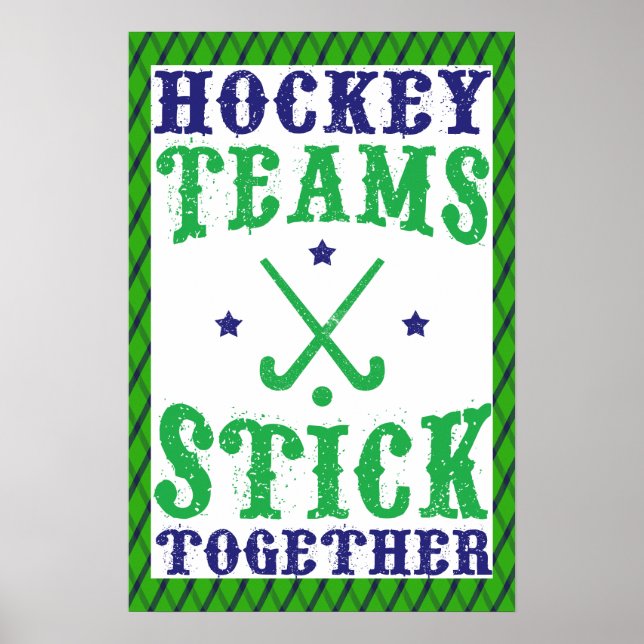 Fält Hockey Teams Stick ihop Skriv ut Poster (Framsidan)