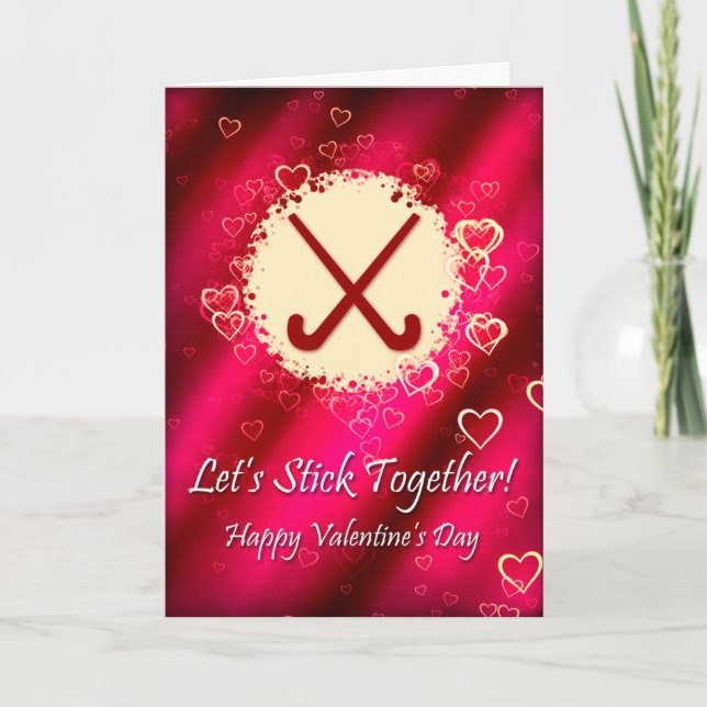 Fält Hockey Valentines day Card, mall (Framsida)