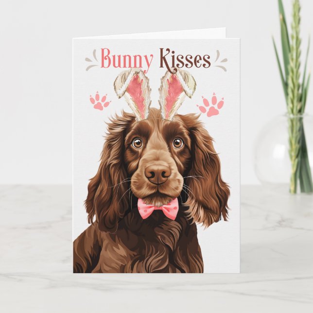 Fält Hund i Bunny Öron för Påsk Helgkort (Framsida)
