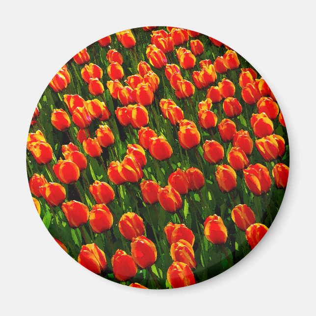 Fält i Bright Orange Tulips - Watercolor Art Magnet (Framsidan)