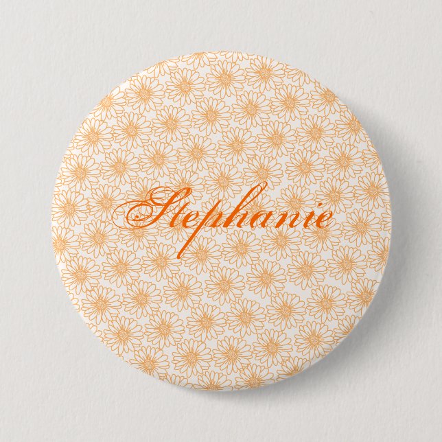 Fält i Daisy Button, Orange Flowers Knapp (Framsida)
