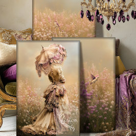 Fält i Dreams Beige Violet Porträtt Triptych Art