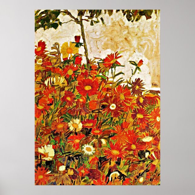 Fält i Flowers - Egon Schiele Poster (Framsidan)