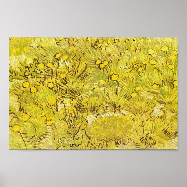 Fält i Gula blommor, Vincent van Gogh Poster (Framsidan)