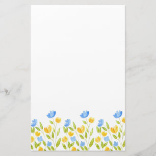 Fält i Gult Blåa blommor Brevpapper