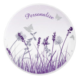 Fält i Lavender Flowers Butterflies Personalize Knopp