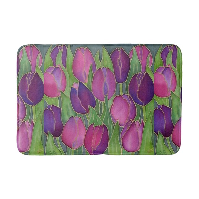 Fält i Lila Tulips Design Bath Mat Badrumsmatta (Framsidan)