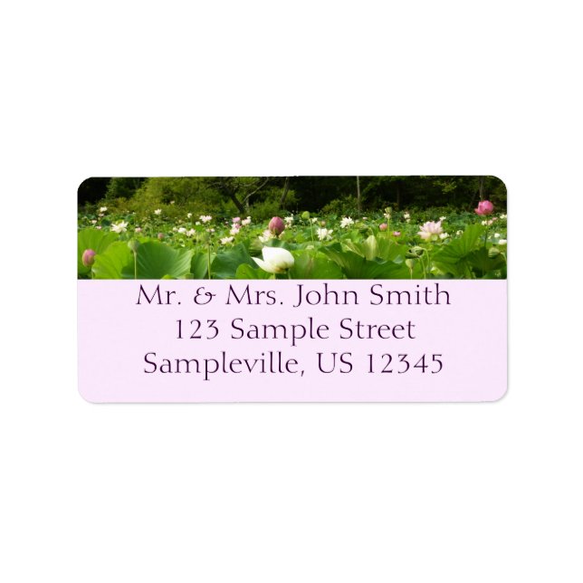 Fält i Lotus Flowers Summer Garden Adressetikett (Framsidan)