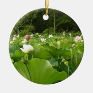 Fält i Lotus Flowers Summer Garden Julgransprydnad Keramik