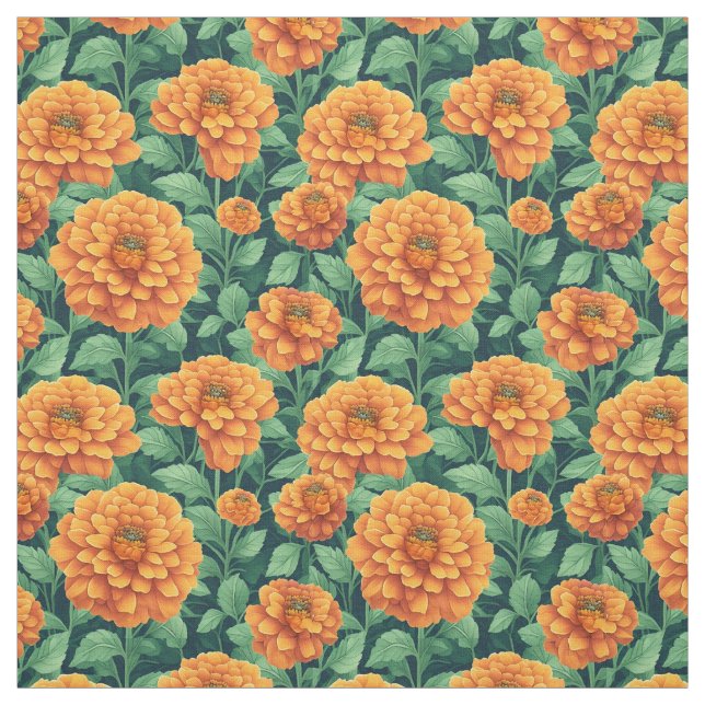 Fält i marigold stil blommigt blomart tyg (Provkarta)
