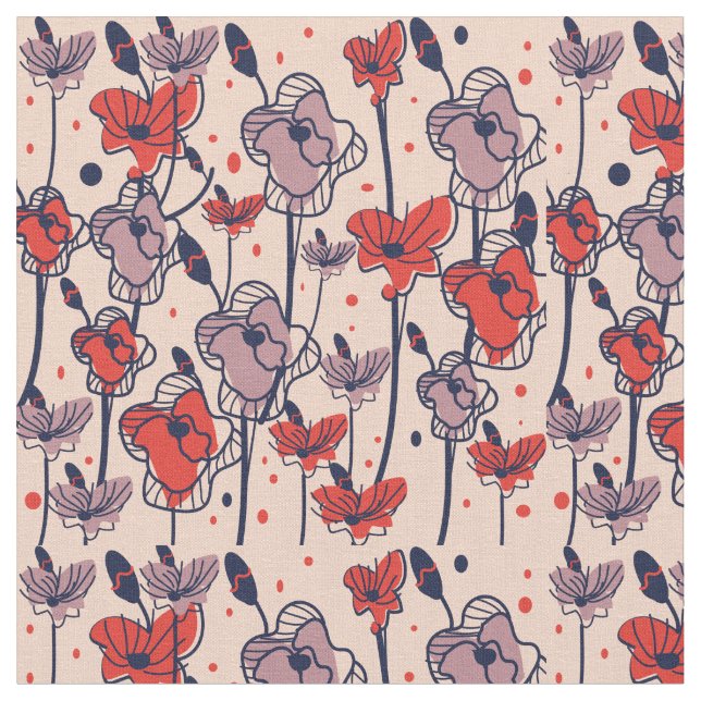 Fält i moderna kosmiska poppies i mitten  tyg (Närbild)