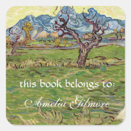 Fält i närheten av Alpelare Vincent van Gogh Fyrkantigt Klistermärke