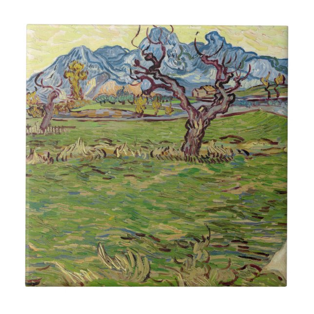 Fält i närheten av Alpelare Vincent van Gogh Kakelplatta (Framsidan)