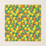 Fält i Orange- och Gult Tulips<br><div class="desc">Kvadratscarf i mönster av orange- och gult- och grönt-löv i fält</div>