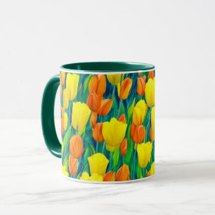 Fält i Orange- och Gult Tulips Mugg