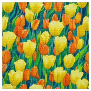 Fält i Orange- och Gult Tulips Tyg