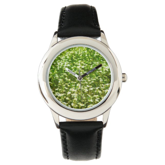 Fält i Oxeye Daisys Abstrakt Impressionism Armbandsur (Framsida)